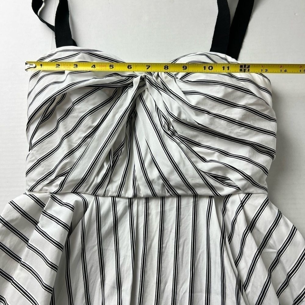 Jason Wu Striped Twisted Bodice Midi Dress White Black Size 4 - Picture 8 of 16
